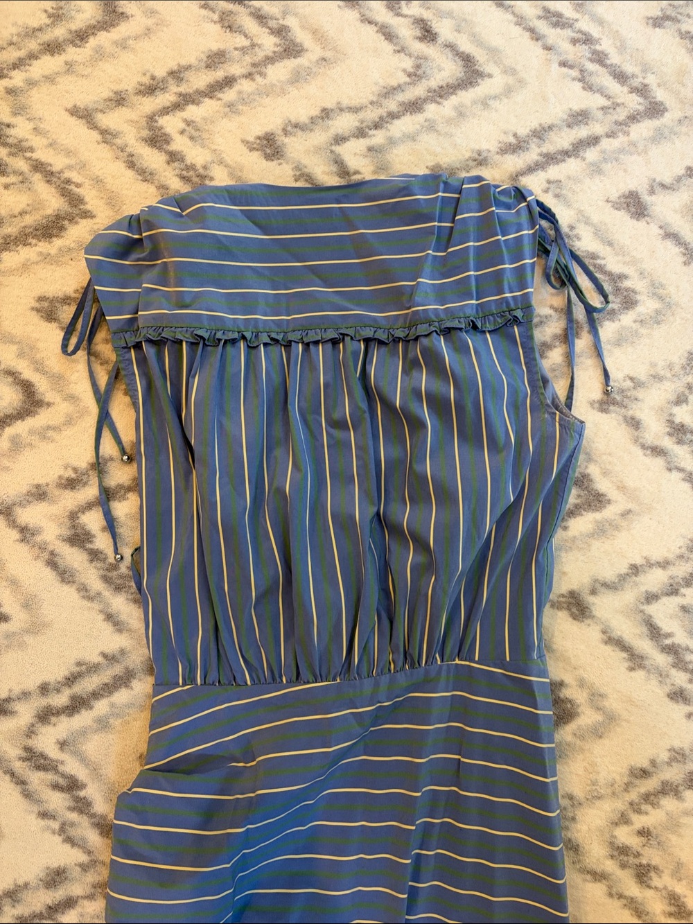 Veronica Beard Blue Striped Ruched Midi Dress - Picture 8 of 9